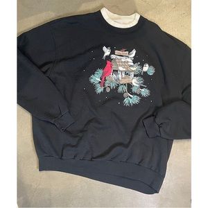Vintage Morning Sun Christmas Pullover Sweatshirt Womens Black 1X